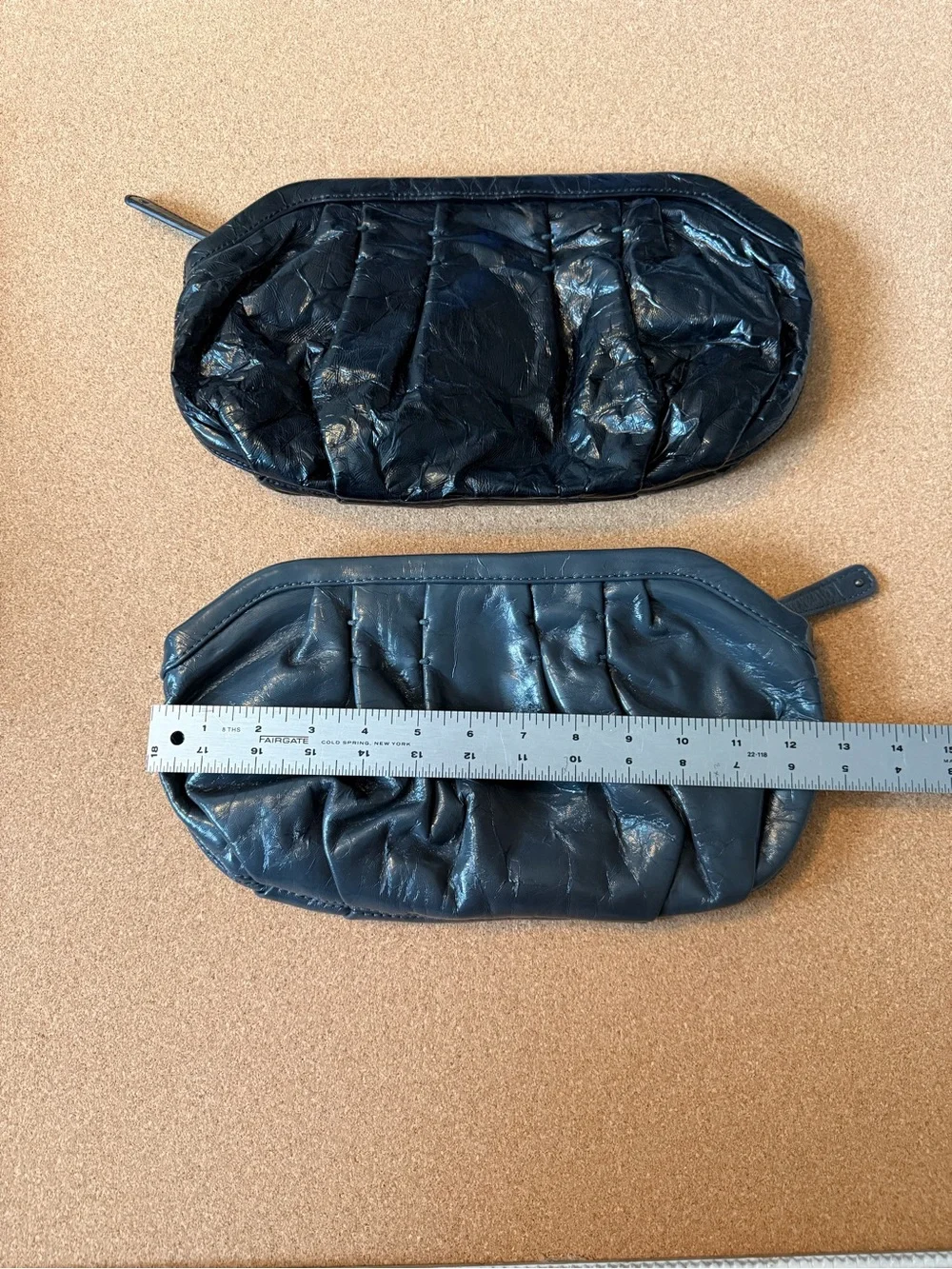 GAP Black Pleated Leather Cosmetic Pouch (Set of 2)
